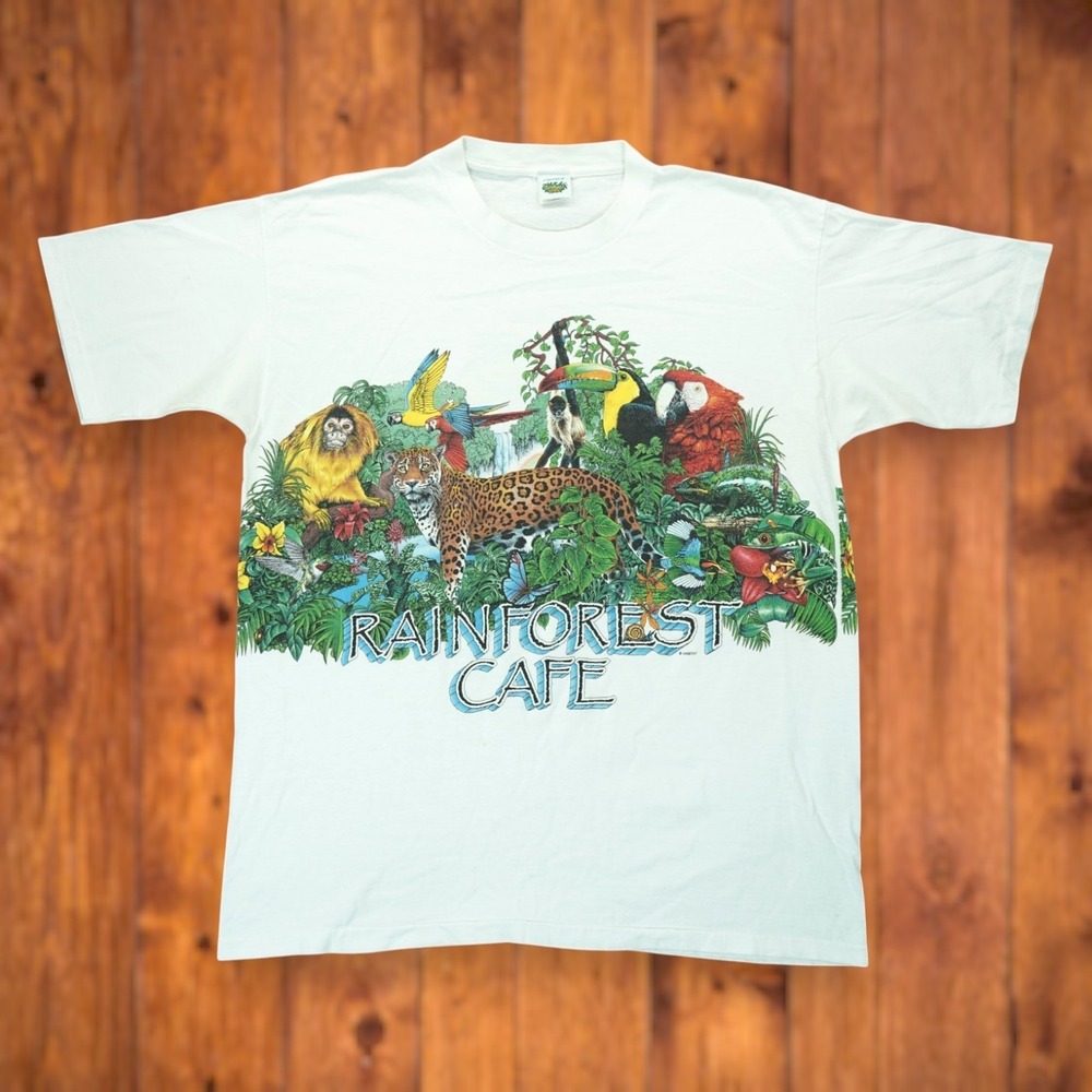 Vintage 90s Rainforest Wrap Around Nature Animal‎ Habitat T-Shirt XL ~ Men's